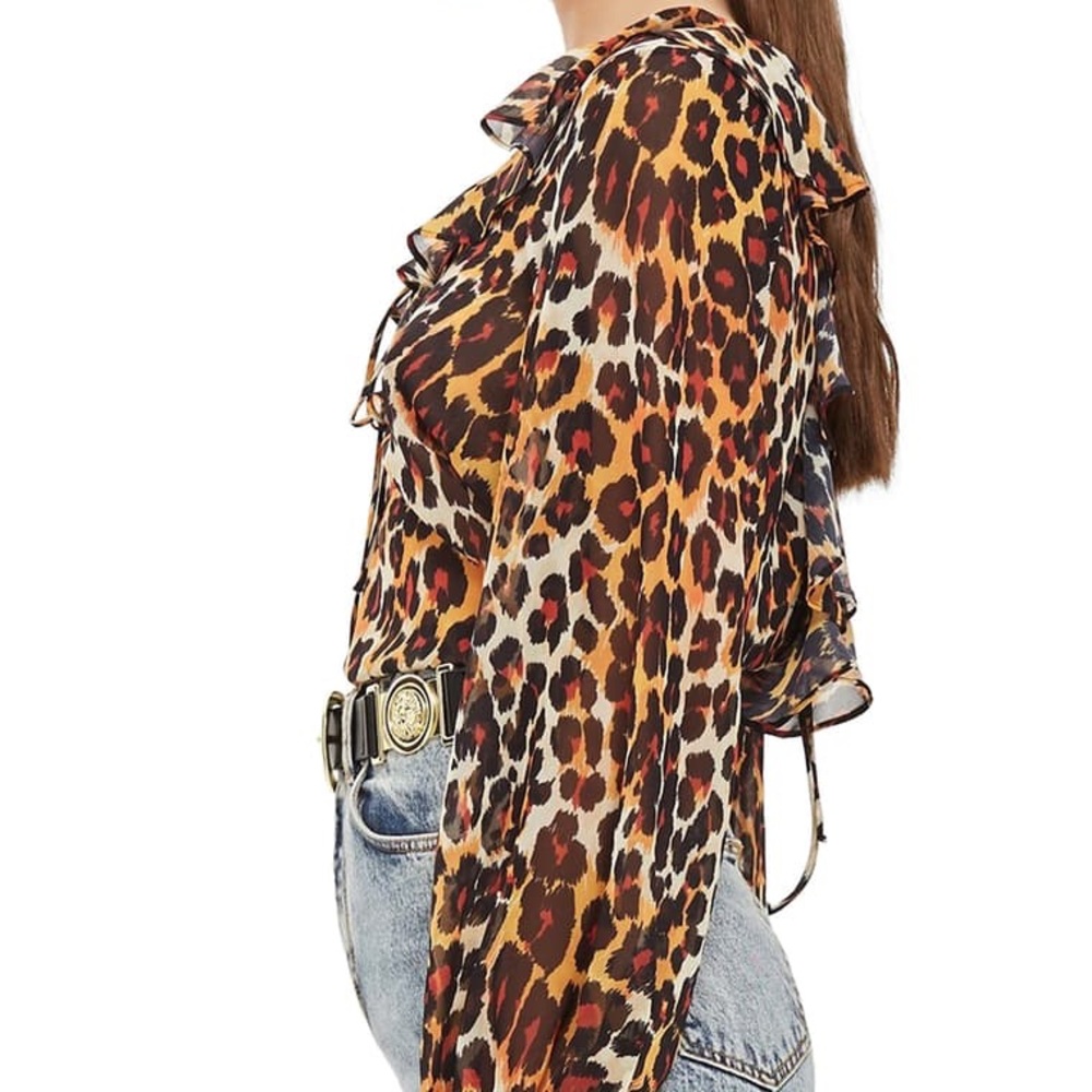 Topshop Leopard Print Ruffle Blouse - Picture 10 of 14